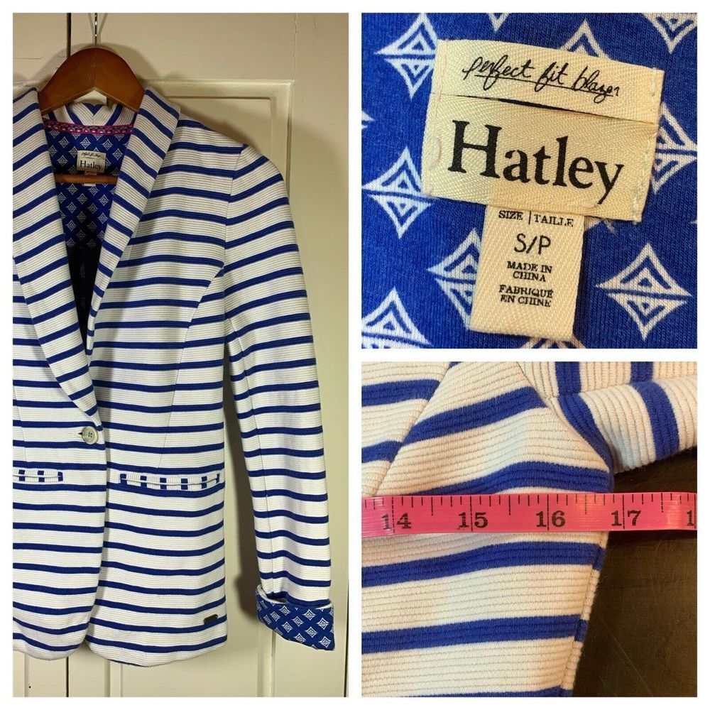 Hatley Nautical Striped Jacket Blazer Womens Small Stretch Preppy Country Club